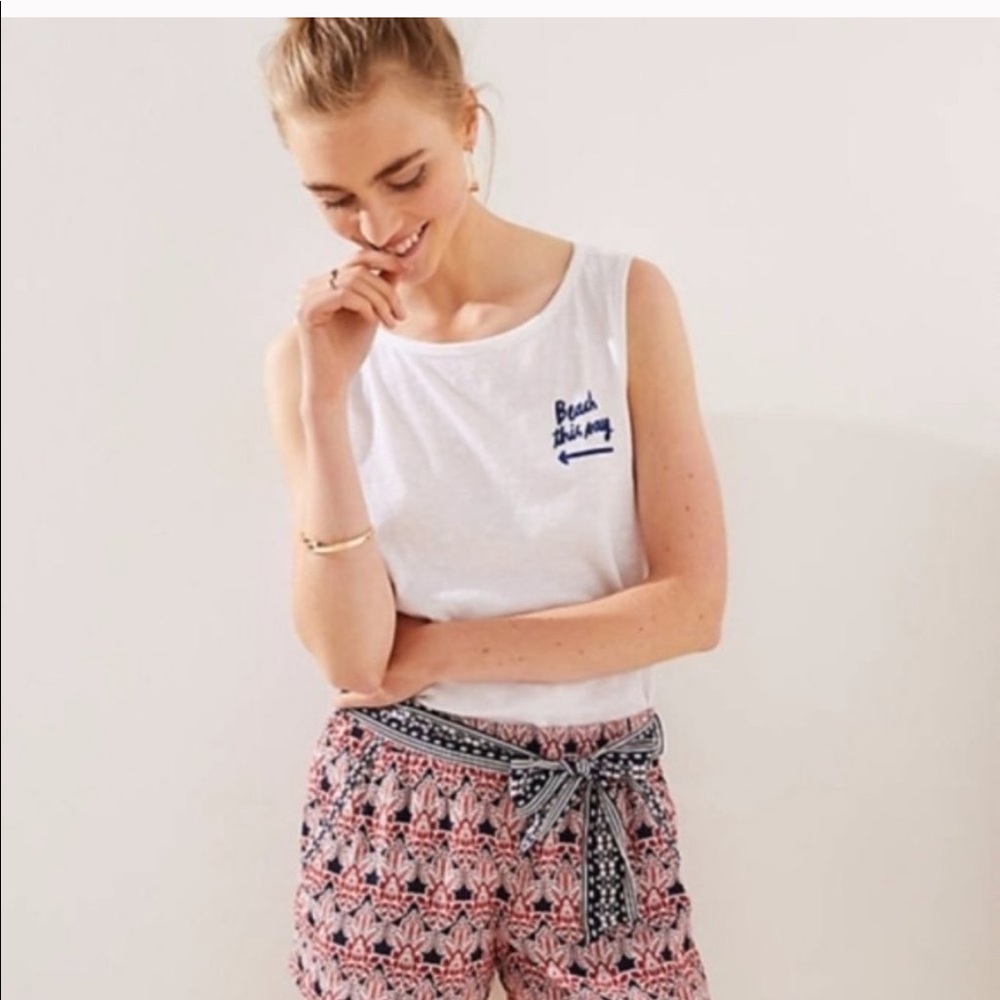 NWT LOFT Floral Mosaic Tie Waist Shorts